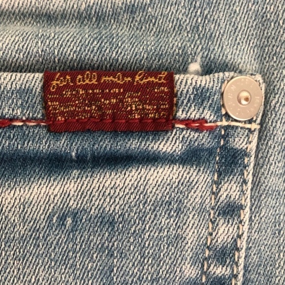 7 For All Mankind Distressed Jean Skirt/Denim Distressed Mini Skirt Girl Size 12 - Picture 9 of 13